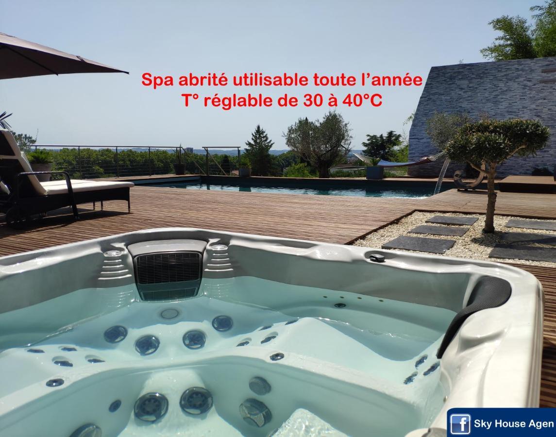 Piscine Chauffee Et Spa Jacuzzi Privatif Terrasse Sans Vis A Vis ,,,Sky House Agen,,, Exterior foto