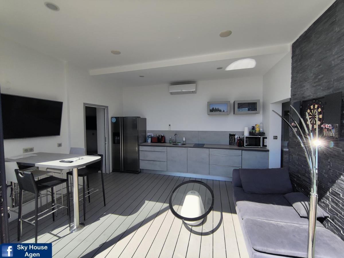 Piscine Chauffee Et Spa Jacuzzi Privatif Terrasse Sans Vis A Vis ,,,Sky House Agen,,, Exterior foto