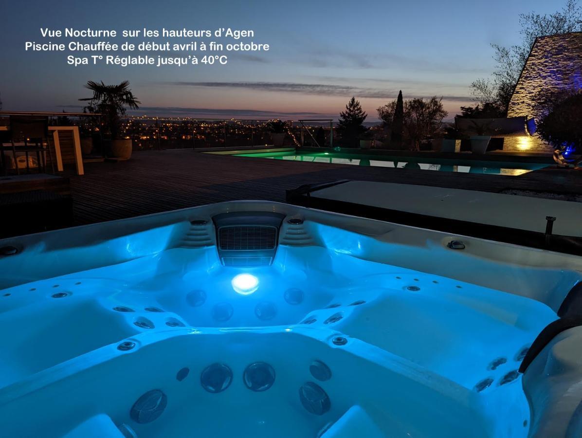 Piscine Chauffee Et Spa Jacuzzi Privatif Terrasse Sans Vis A Vis ,,,Sky House Agen,,, Exterior foto